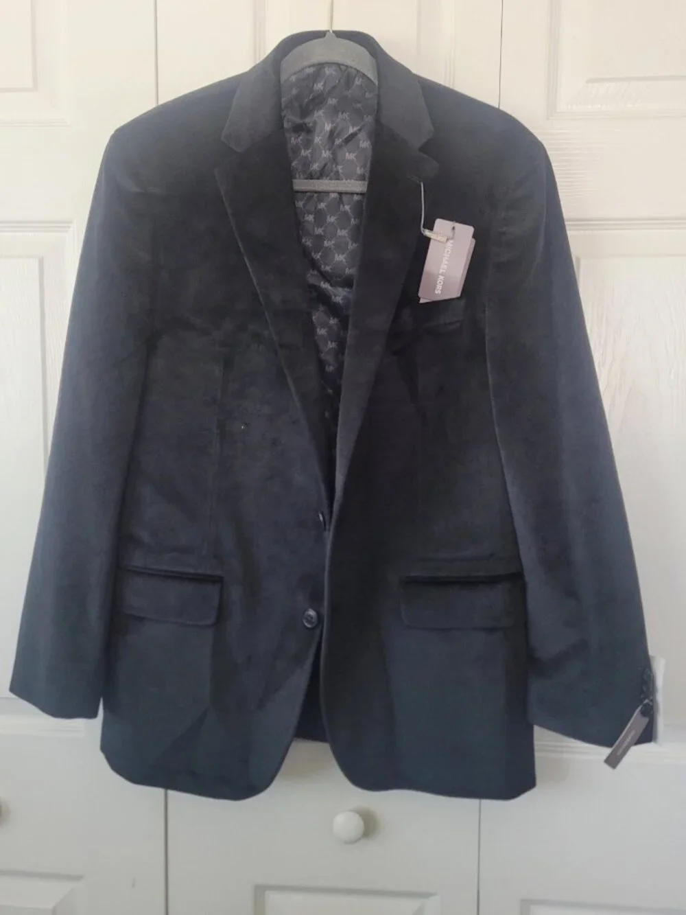 NWT Michael Kors Men's Classic Fit Black Velvet Sport Coat Blazer Black 42R - Picture 4 of 7